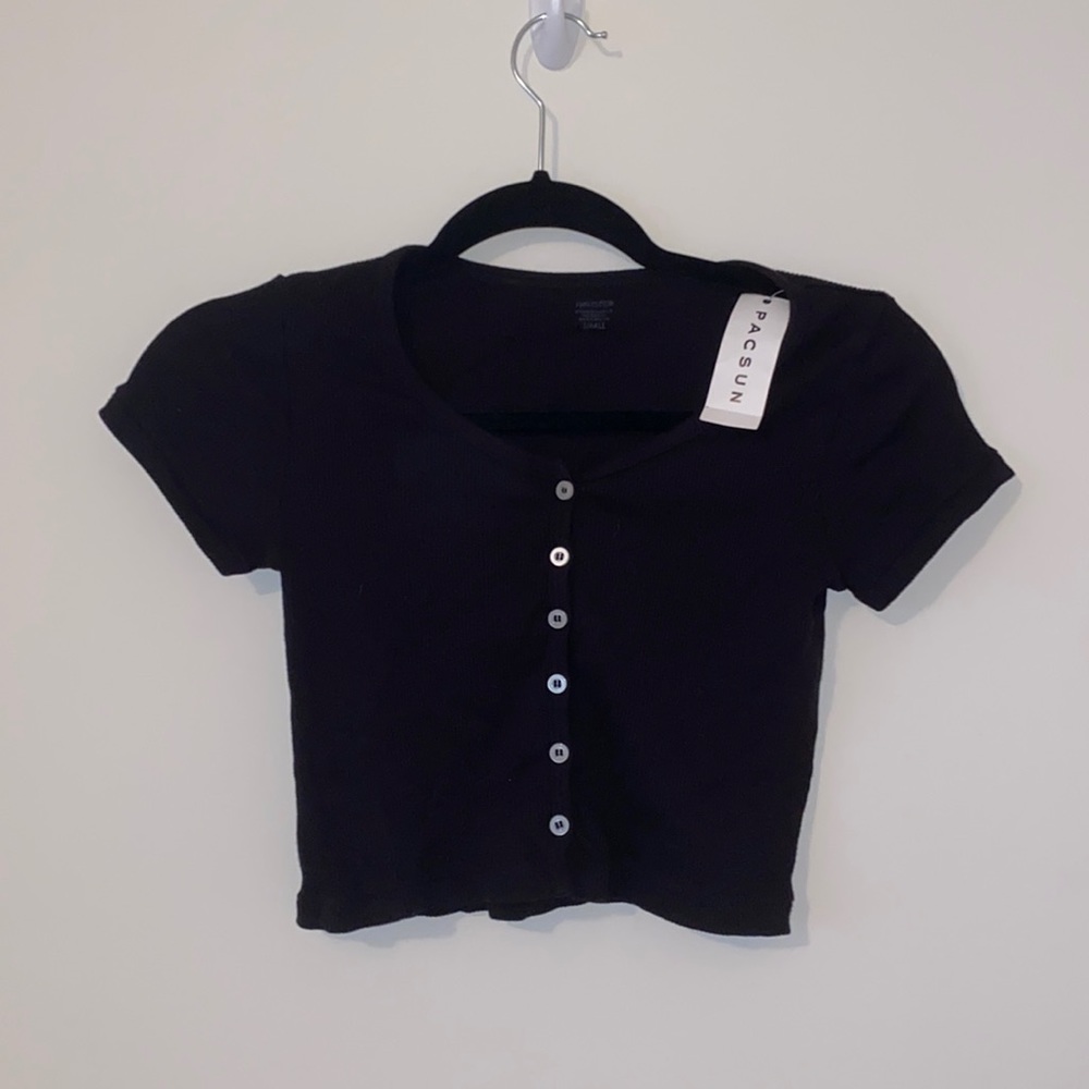 NWT Black PacSun Crop Top with Buttons